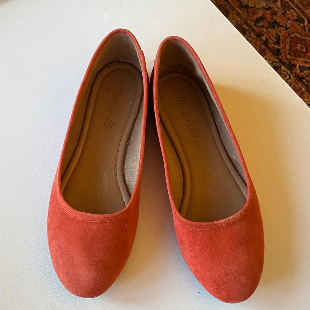 Madewell Women's Bright Hot Coral Pink Orange Ballet Flats 7
